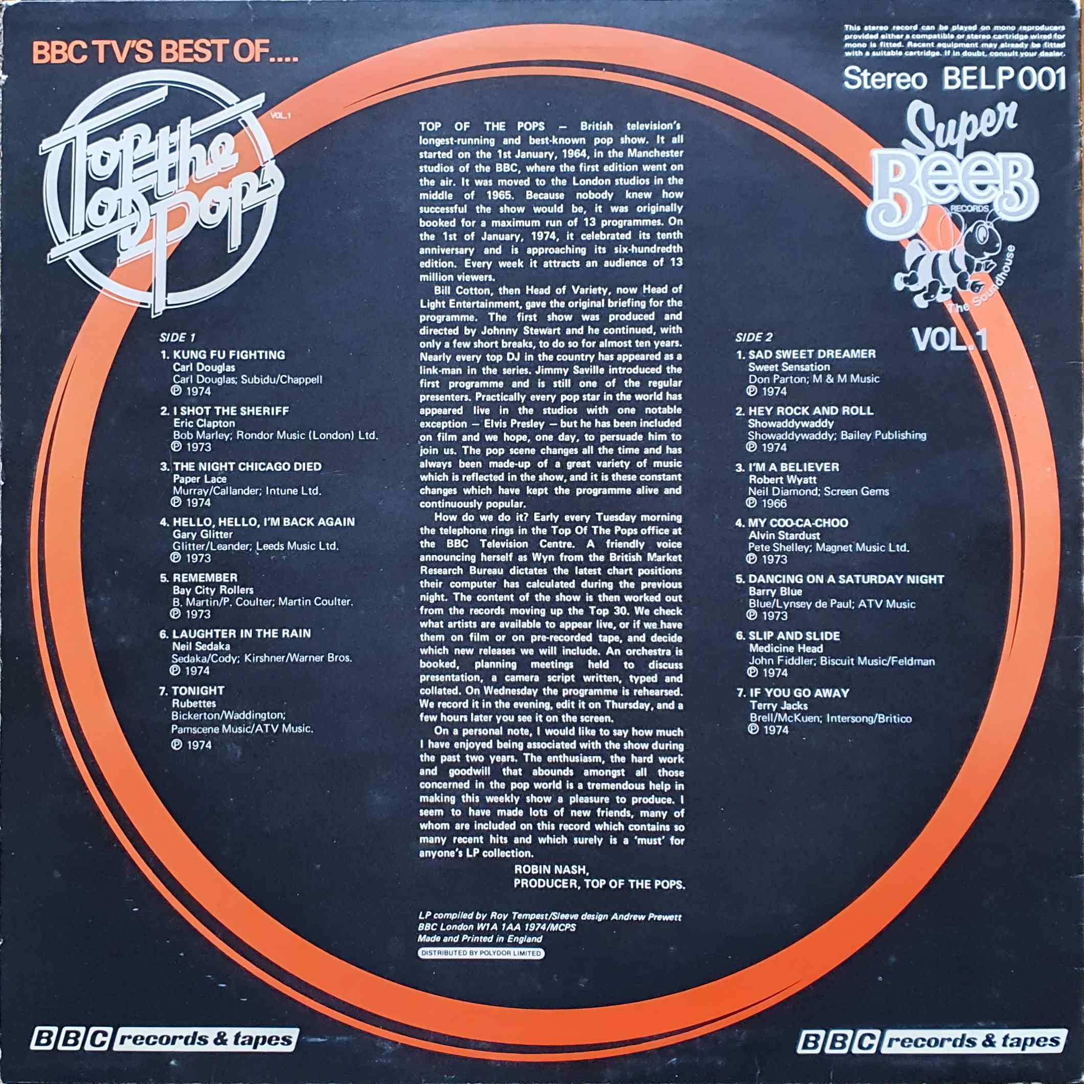 Picture of BELP 001 Best of top of the pops by artist Various from the BBC records and Tapes library